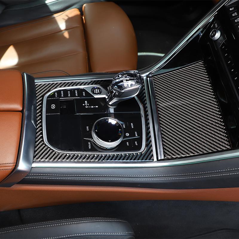 Soft carbon fiber For BMW 8 Series M850i G15 G16 2019-2025 Car Central Control Gear Panel Frame Interior Accessories For LHD