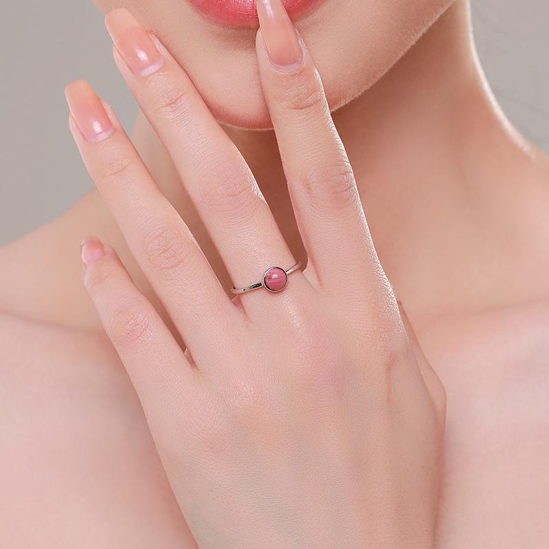 MODIAN Αυθεντικό Ασήμι 925 Στερλίνας Στρογγυλό Ροδοχρωσίτης Κομψό Δαχτυλίδι Δαχτύλου Επλατινωμένο Μάρκα Νυφικό Κόσμημα Για Γυναίκες Δώρο