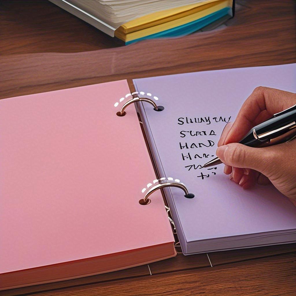 125Sheets Blank Loose Leaf Paper 5 Colors 2 Hole Binder Paper Notebook Filler Paper Binder Inserts, with Binder, 5.8x4.1inch