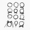 Damen Haargummi 12-teiliges Set (Schwarz) Punkt Haarband