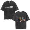 T-shirt Nera Oversize Vintage Lavaggio Acido Grafica Fronte/Retro Vulcano & Sole Gojira | Maglietta Merch Streetwear per Fan della Band Progressive Metal