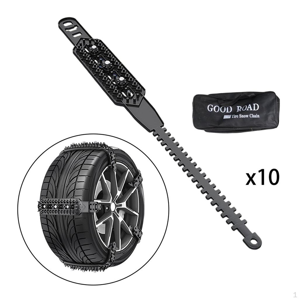 10 Pieces Emergency Tire Chains Snow Anti Skid for Winter Driving