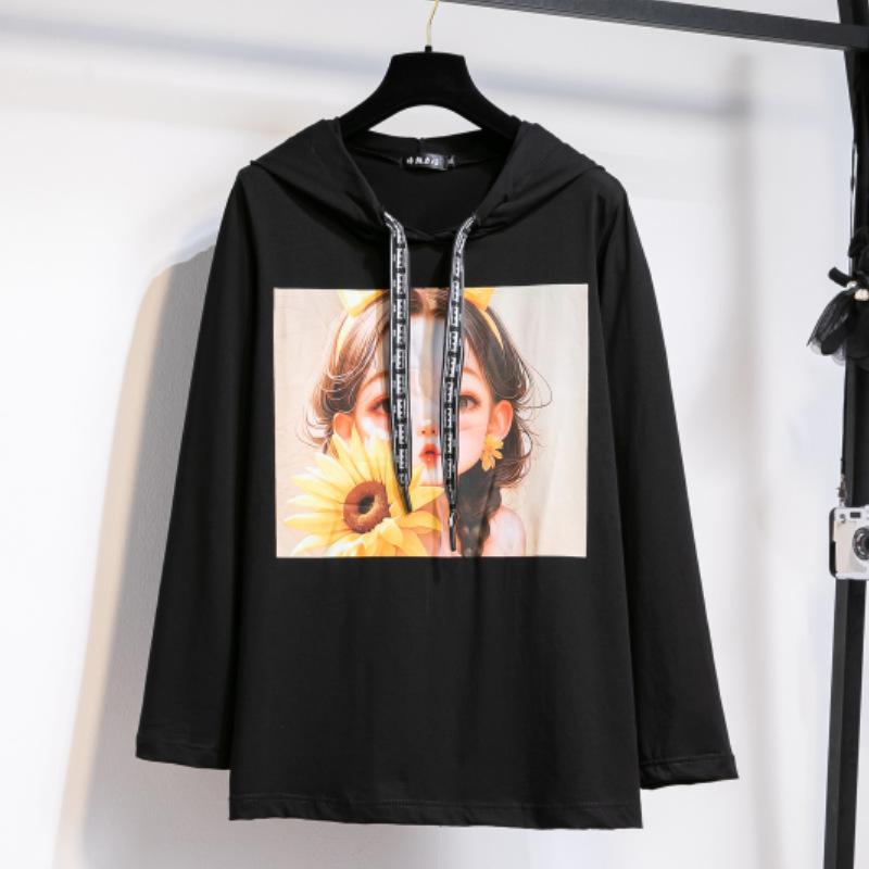 Autumn Hoodie Women's Plus Size Long Sleeve Pullover Casual Bottom Shirt