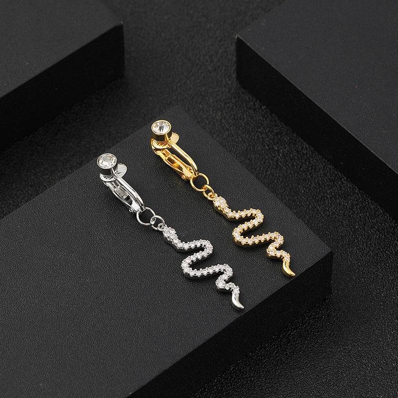 Faux Ventre Serpent Faux Piercing de Ventre Clipable Boucle d'Oreille Ombilicale à Clip