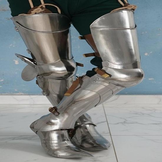 Medieval Steel Full Leg Armor Knight Halloween Costume Cosplay Accessory