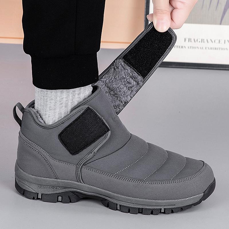 Winter Men's Fur Lined Ankle Boots Adjustable Hook and Loop Diabetic Shoes for Elderly Swollen Feet Hallux Valgus Bunion Relief