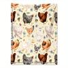 Cozy Watercolor Chicken & Floral Print Blanket Warm Flannel Throw for Naps Camping Travel Home Decor Perfect Gift for Friends