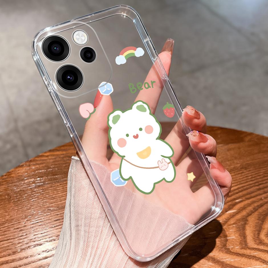 Cases For OPPO Reno15 15F 15Pro Cute Girl Love Heart Lightweight Simplicity Soft Transparent Housing For Reno 15F 15 Pro Capa