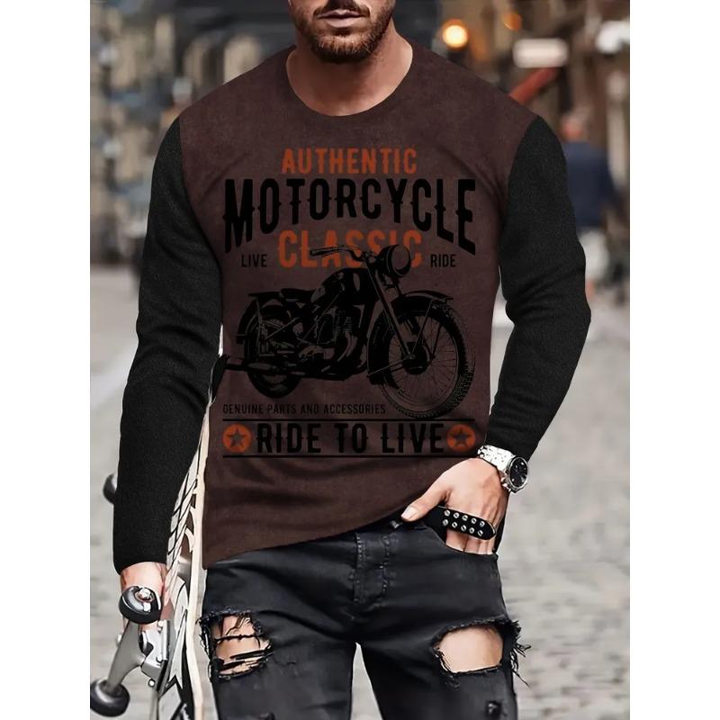 Autumn Men's 3D Skull Print Crew Neck Long Sleeve T-Shirt