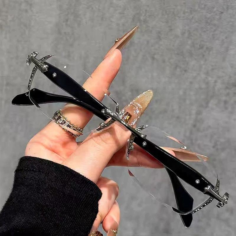 Cut Edge High-end Framless Pochromic Myopia Glasses Silver Gold Blue Light Blocking Eyewear Anti-UV Sunglasses Diopters -4.0