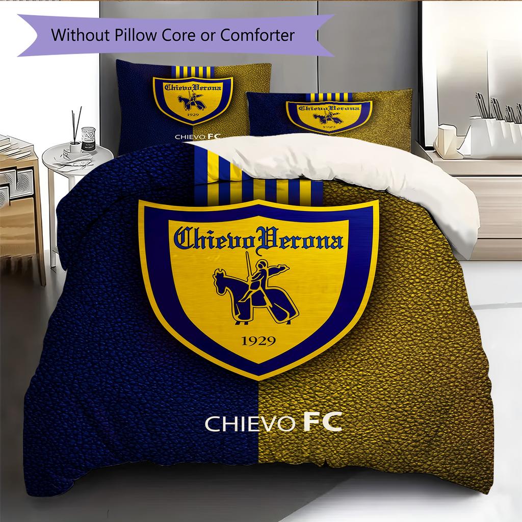 Hellas Verona FC Pattern Bedding Quilt Set Home Decoration Gift (1 * duvet cover + 2 * pillowcase without core)