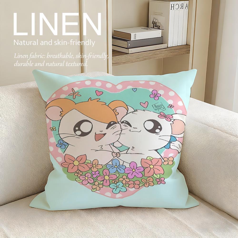 Cute Hamtaro Cushion Cover Pillowcase Set Pcs x x Breathable Washable Sofa Cushion Cover