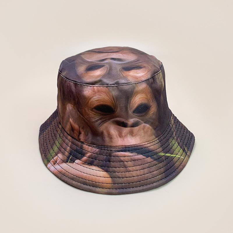 Front And Back Wearing Spoof Hip Hop Animal Print Bucket Hat Men And Women Sunshade Funny Personality Bucket Hat