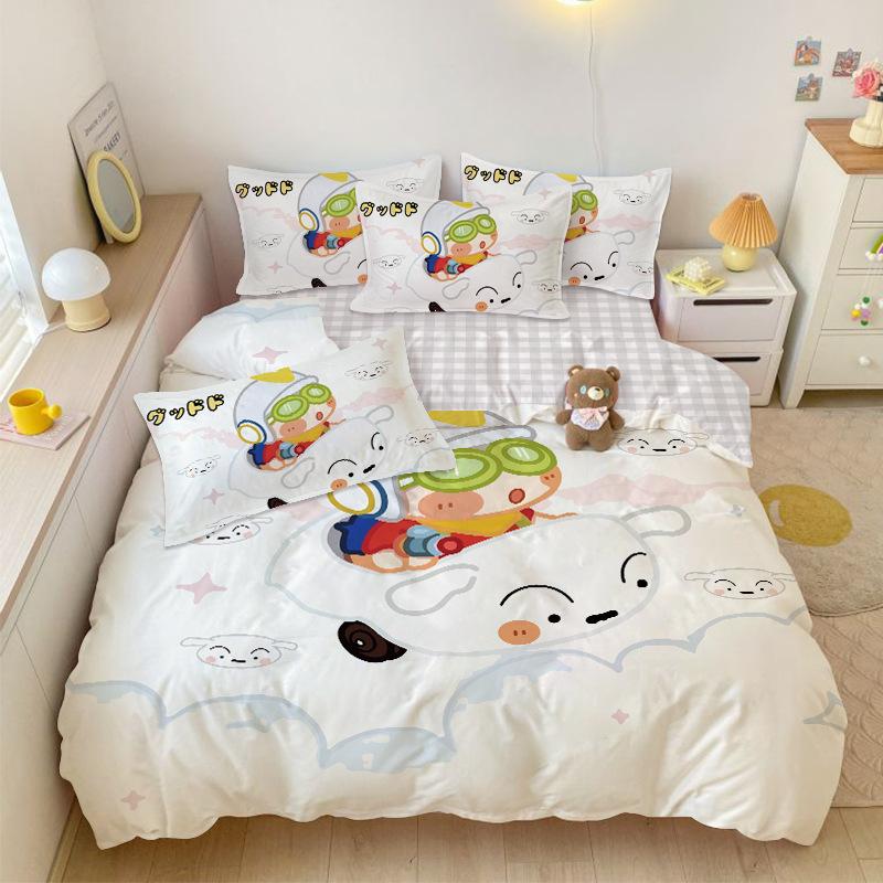 Boy Girl Crayon Shin-Chan Bedding Set Pillowcase 2/3/Pcs Shin-Chan Duvet Cover Adult Children Gift Single Double Large Size