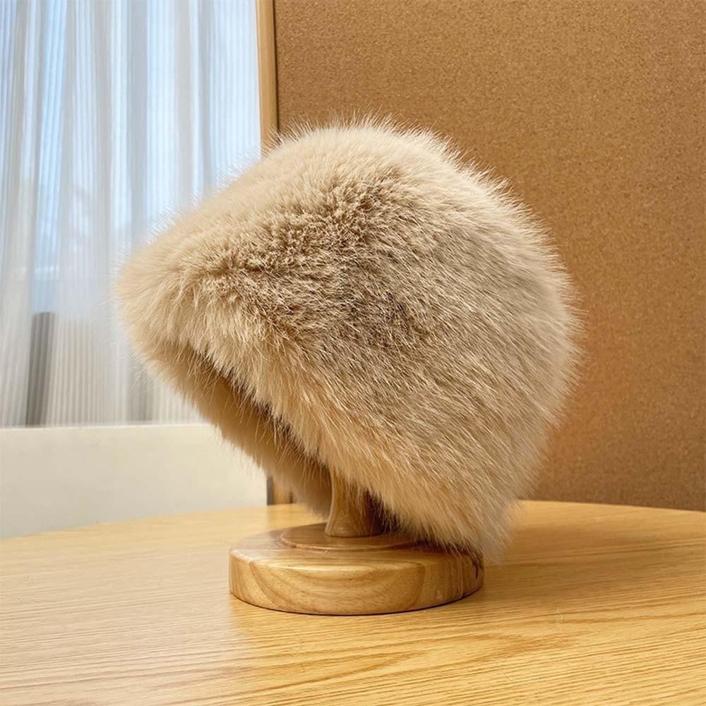 Imitation Mink Fur Winter Fisherman Hat Temperament Anti-cold Basin Cap Plush Bucket Hat Travel