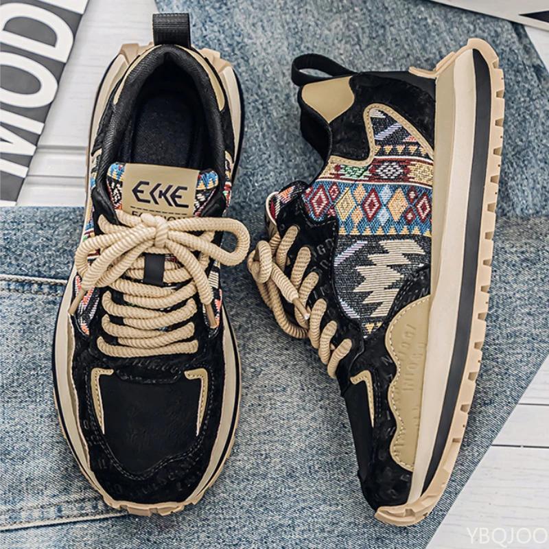 Men's Casual Sneakers Trendy Versatile Dad Shoes Fashion Comfortable Lace Up Shoe Low Cut Thick Soled Male Shoes Zapatos Homme