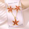 Luxury Trendy Black Enamel Leaf Design Jewelry Set High Quality Stainless Steel Gift for Women