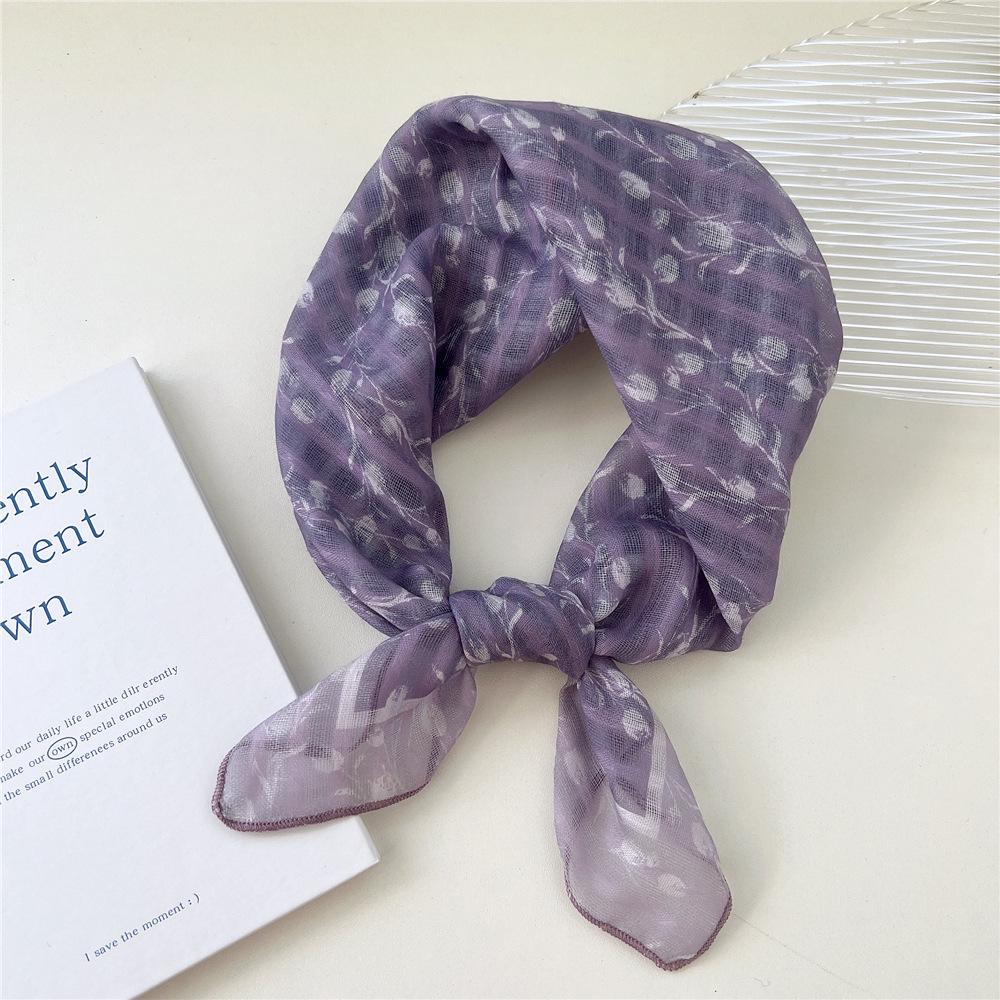 58 Floral Cotton Linen Scarf: Korean Ditsy Print Neckerchief for Spring, Summer, Autumn - Versatile Headband and Headscarf