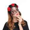 Women Elegant Fashion Rose Design Lace Veil Headwear Retro Mask for Halloween Party