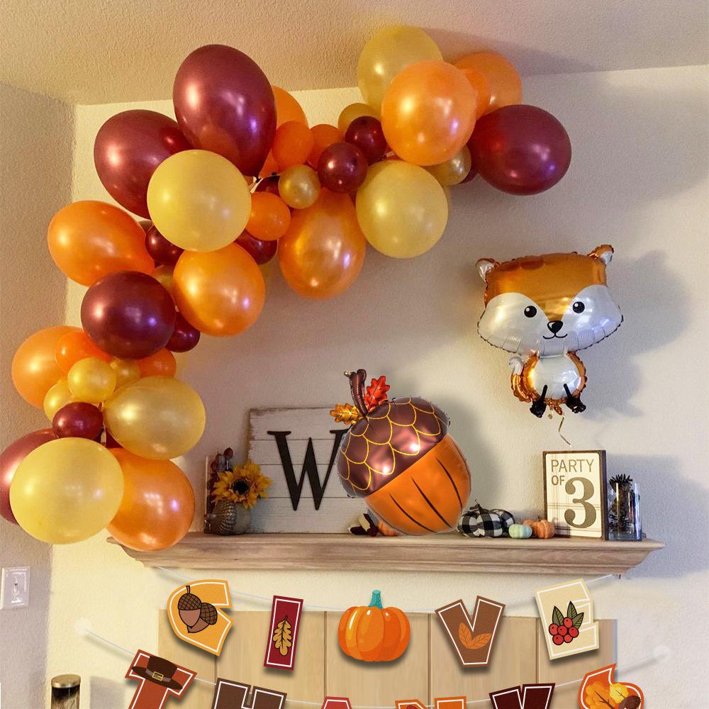 2026 Thanksgiving Themed Party Decoration Flag Turkey Cake Sign Tablecloth Balloon Thanks Set