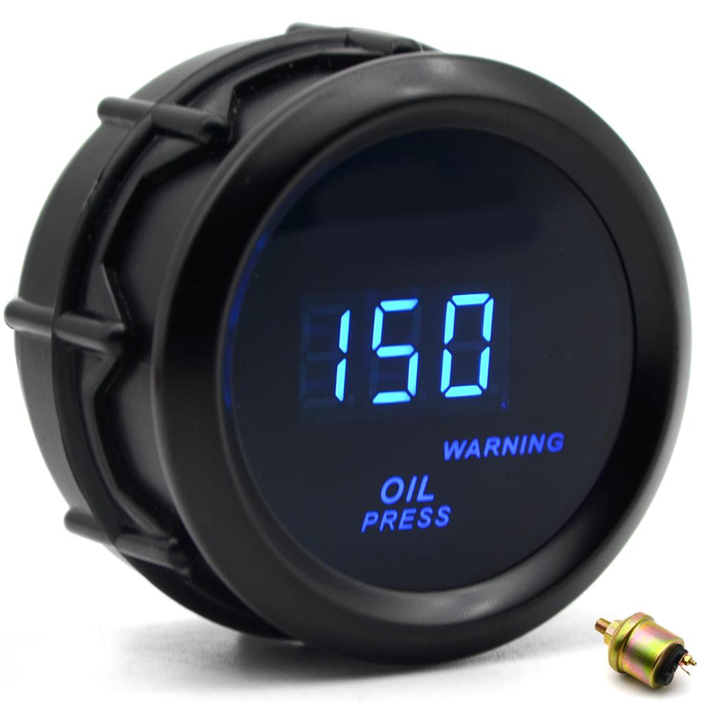 Digital Oil Pressure Meter Gauge with Sensor for Auto Car 52mm 2in LCD 0 120PSI Warning Light Black