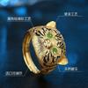 Adjustable Open Ring Men Women Vintage Cat Animal Design Sterling Retro Jewelry