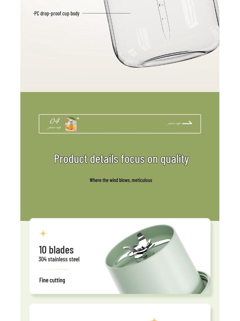 OSTMARS German Portable Juicer: Large Capacity, Wireless, Multifunctional, Perfect for Fresh Juice & Ice Crushing