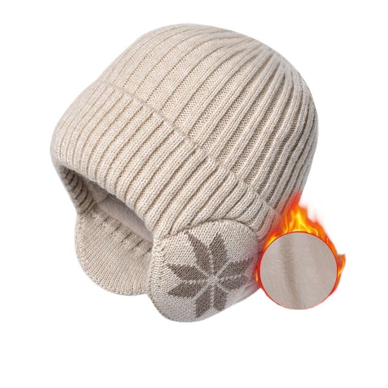 Winter warm knitted wool hat men's fleece thickened hat women's Korean version outdoor cycling ear protection headgear