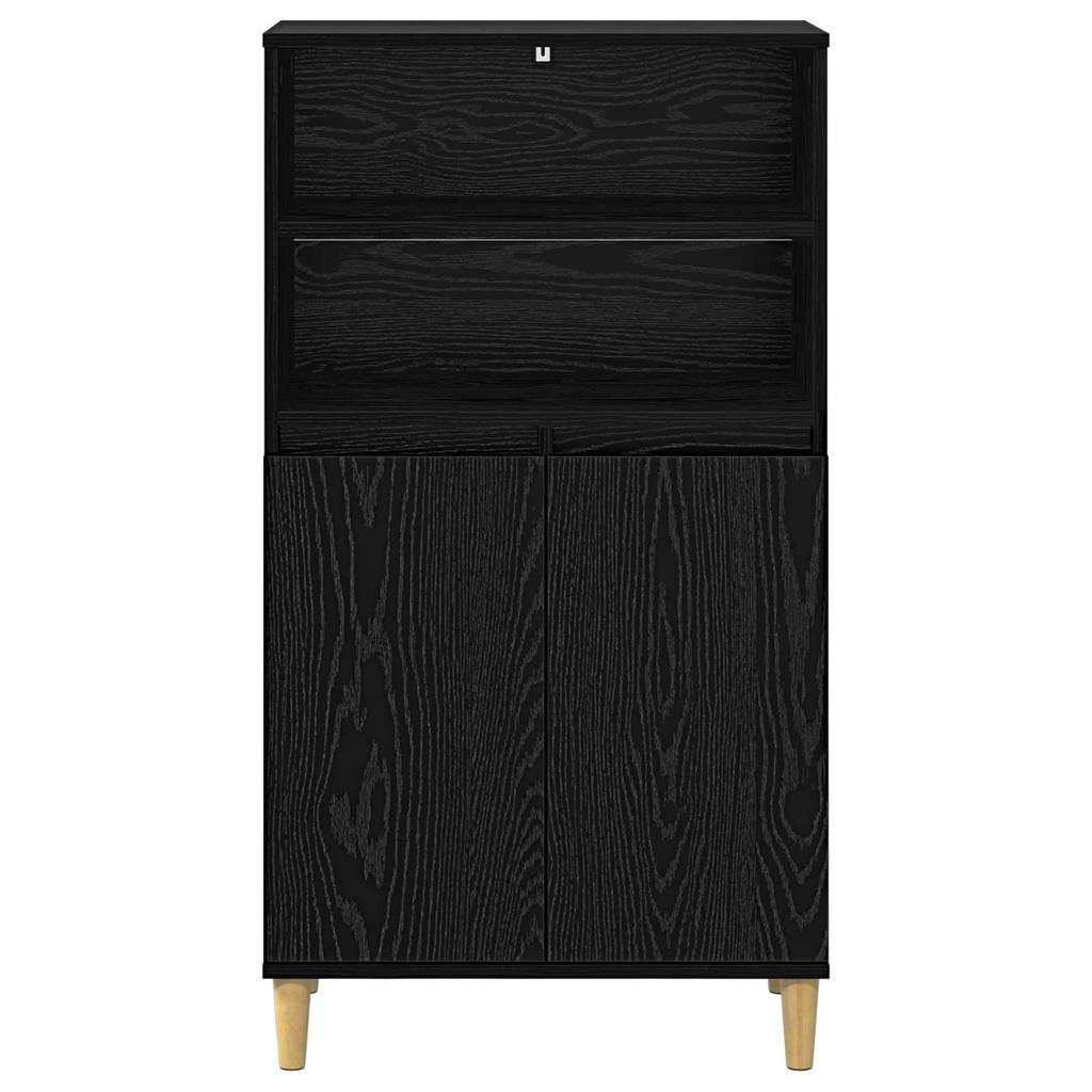 Highboard Black Oak Effect 60 X 36 X 110 Cm Engineered Wood
