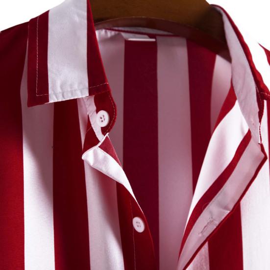 Pánská košile s pruhy na léto Hawaii s knoflíčky na dotek Plážové oblečení