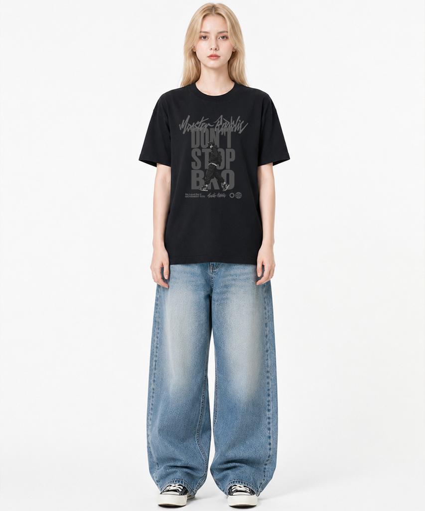 MONSTER REPUBLIC Don'T Stop Bro Gray T-Shirt Black_9170