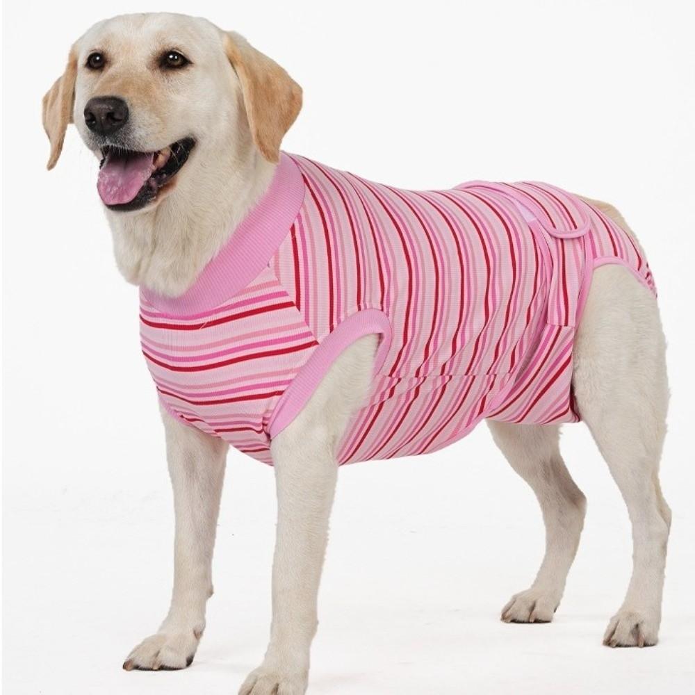 Breathable Dog Sterilization Suit Striped Soft Dog Anti-Licking Jumpsuit Adjustable High Elastic Dog Recovery Suit