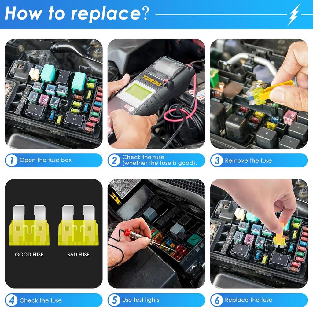304Pcs Car Fuses Assortment Kit Include Standard & Small & Mini Size, Automotive Low And Tall/STD Profile Box Shaped Assorted Fuse With Fuses Puller