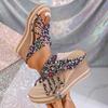 Wedge heel slippers women's new large size 45 hemp rope bottom thick bottom one-word women's slippers