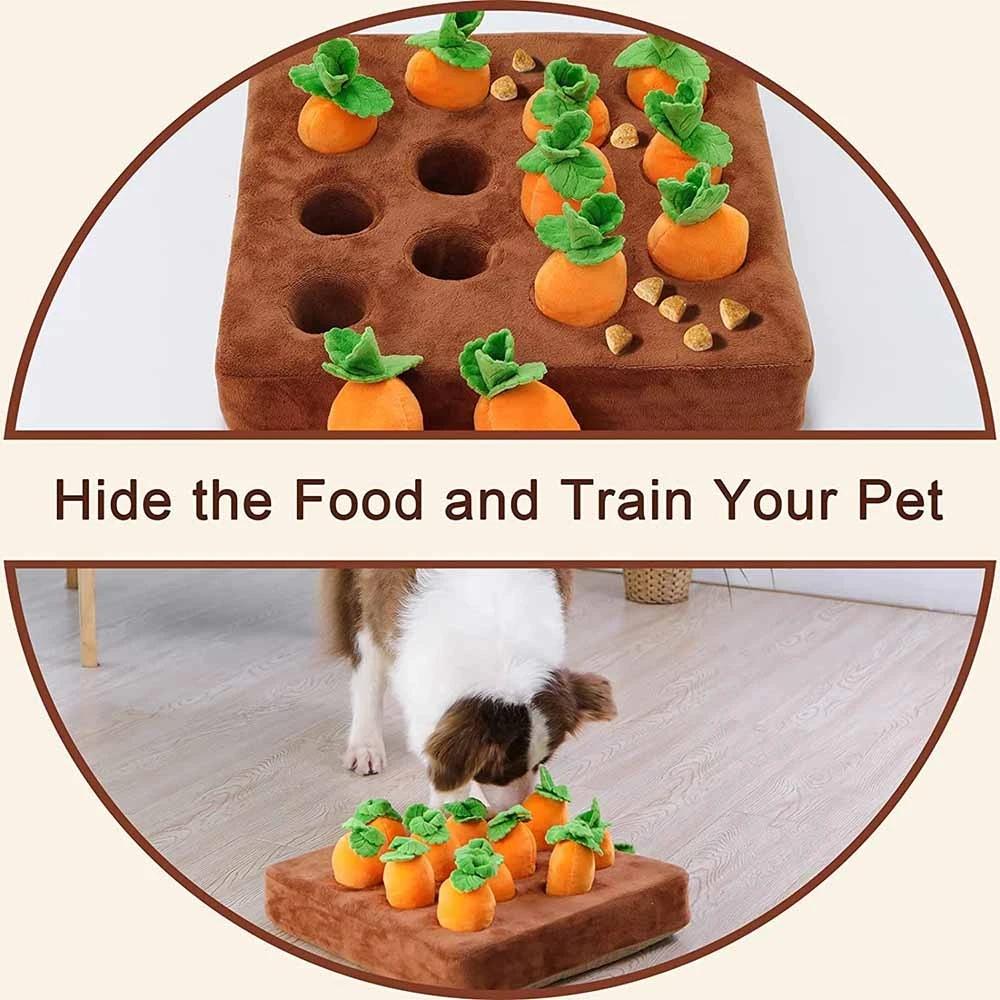 Professional Cat Dog Puzzle Toy Durable Dogs Pets Plush Carrot Chew Toys Snuffle Mat Dog Puzzle Feeder Toy Puppy Sniff Food Toys Eating Sport