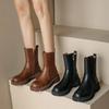 2024 2024 Dame Ankelstøvletter 2024 Kortfattet Ekte Skinnsko Dame Arbeid Utendørs Fritid Plysj Tykksålede Ridder Korte Støvletter
