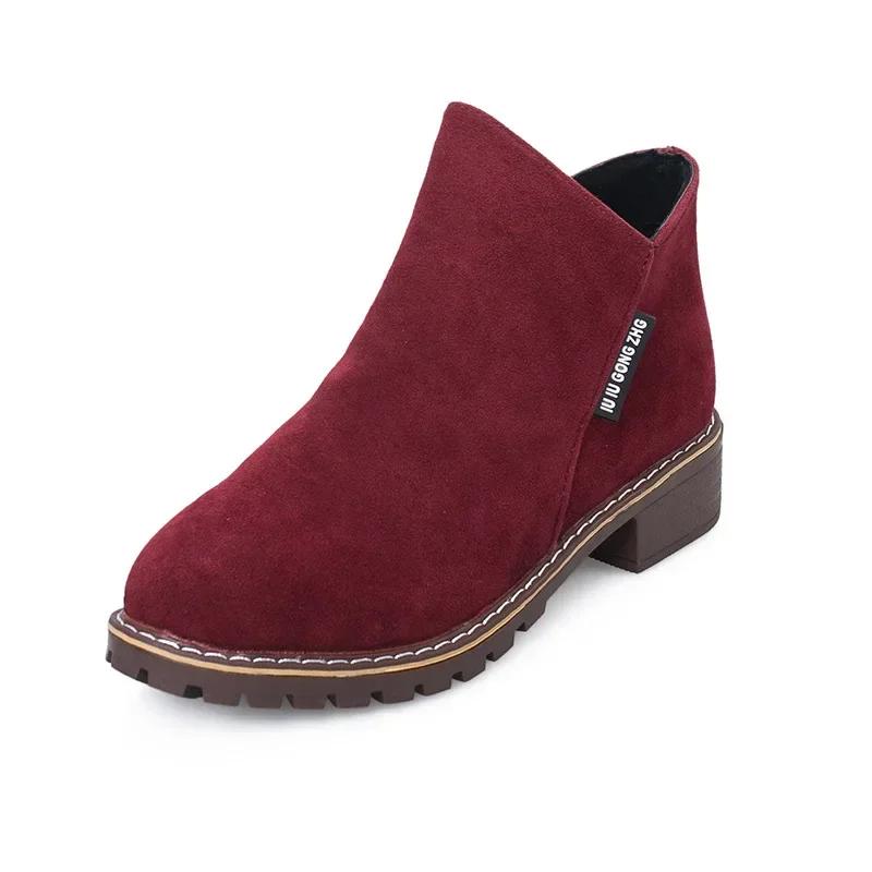 2025New Women's Boots High Quality Suede Casual Ankle Boots Fashion Outdoor Platform Booties Side Zipper Short Boots Botas Mujer