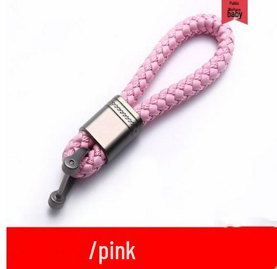 Textured Leather Rope and Gunmetal Keychain with Horseshoe Buckle