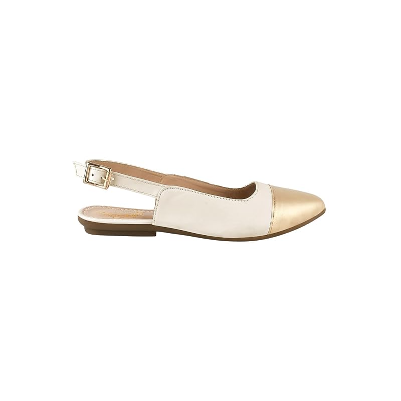 Shoetopia Women'S Golden Block Heel Bellies Stylish & Comfortable Ballet Flats For Office, And Parties Eu42