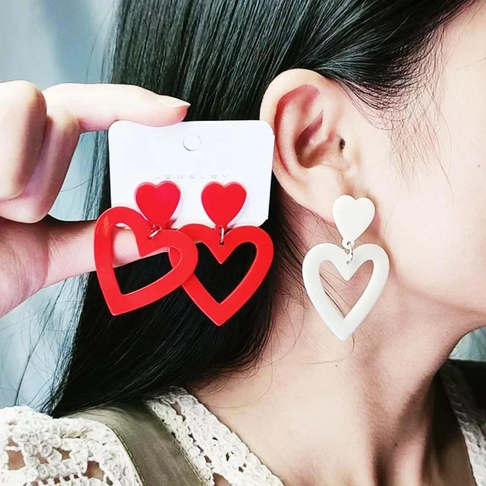 Heart Drop Earrings for Women Girls Geometric Love Dangle Earring Jewelry Valentine's Day Gifts