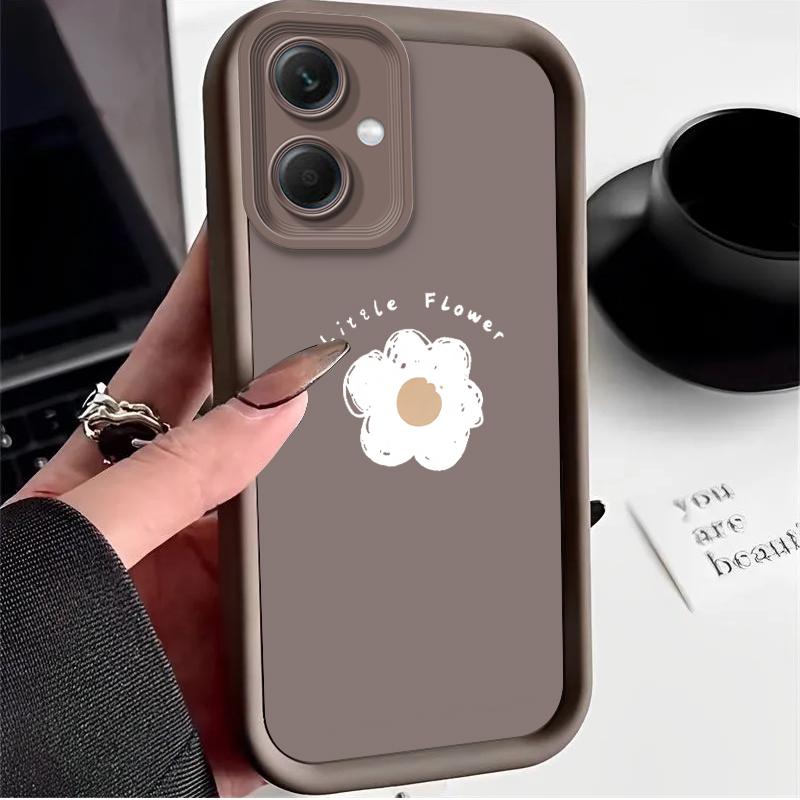 Cute White Daisy Print Case for Xiaomi Redmi Note 14 13 12 Turbo 11S 4G 11 10 Pro Plus 9 14C 13C 12C 9C A2 A1 Soft Cover Funda