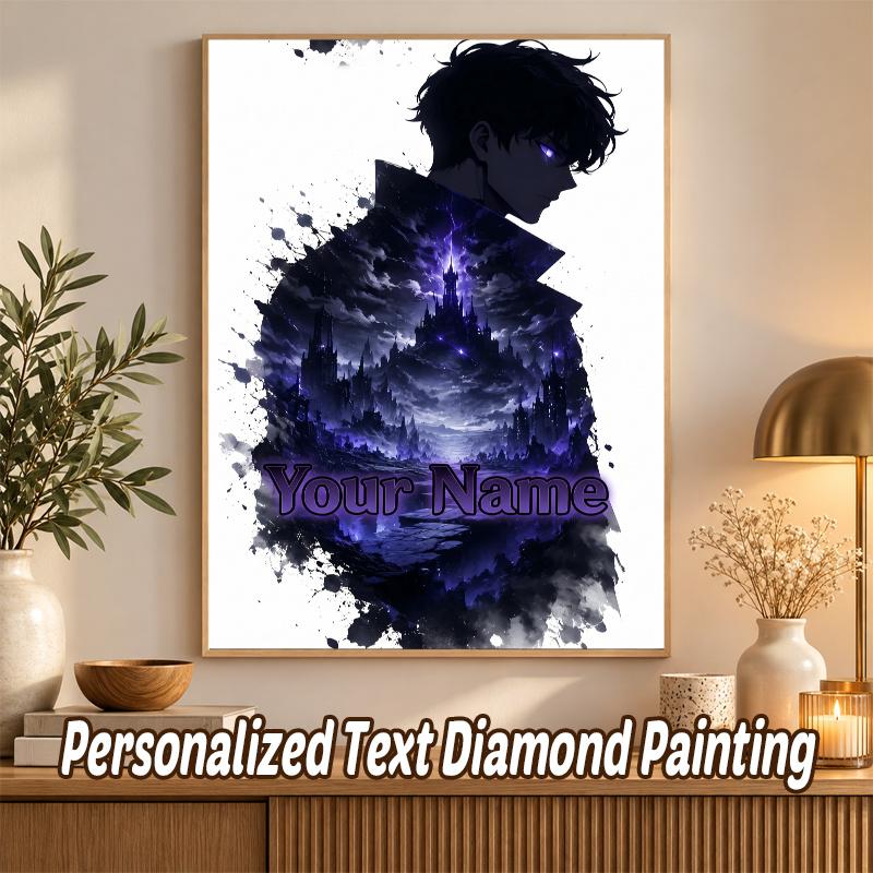 Solo Leveling Custom Name Text 5D Diamond Painting Kit DIY Full Drill Diamond Art Decoration