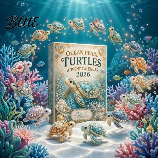 Regalo di Natale per 24 Giorni Tartaruga Perla 2026 Ragazzi Ragazze Oceano Calendario dell'Avvento Conto alla Rovescia Cieco