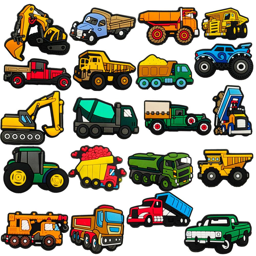 Set of 20 Construction Vehicle Shoe Charms Compatible with Clog Shoes Adjustable Fit Durable Soft Material for Decoration and Customization