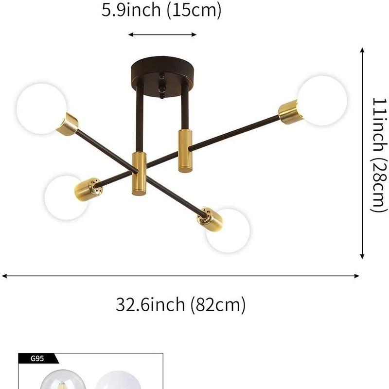 

Люстра промышленная полузаподлицо с подвесным светильником, современный потолочный светильник для кухни, столовой, спальни 4 headlights