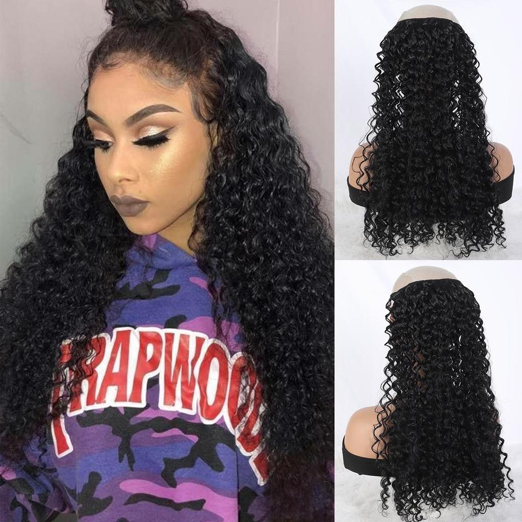 16inch Synthetic Natural Kinky Curly Clip Fish Line Invisible Hair Extensions Mixed Color Blonde Black Brown Artificial False Hair Piece For Women