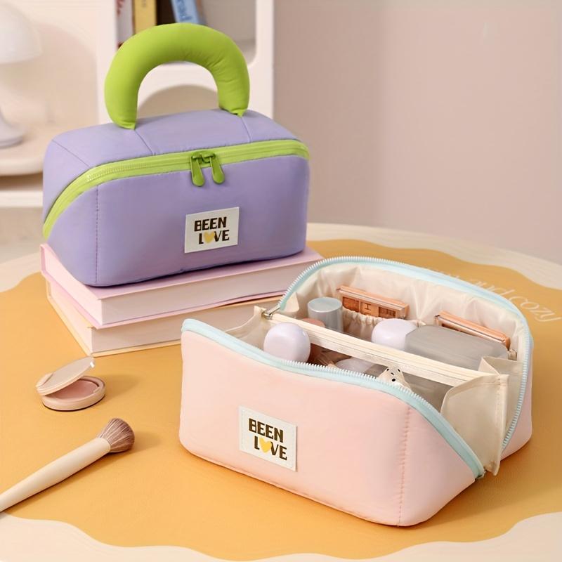 1pc Cosmetic Bag Travel Portable Makeup Organizer Bag Large-capacity Cosmetic Storage Handbag with Zipper Toiletries Bags