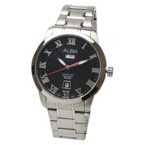 

Seiko ALBA Black Sunbeam AV3273X1 Quartz Men s Stainless Steel Business Analog Watch with Day/Date Display and Calendar