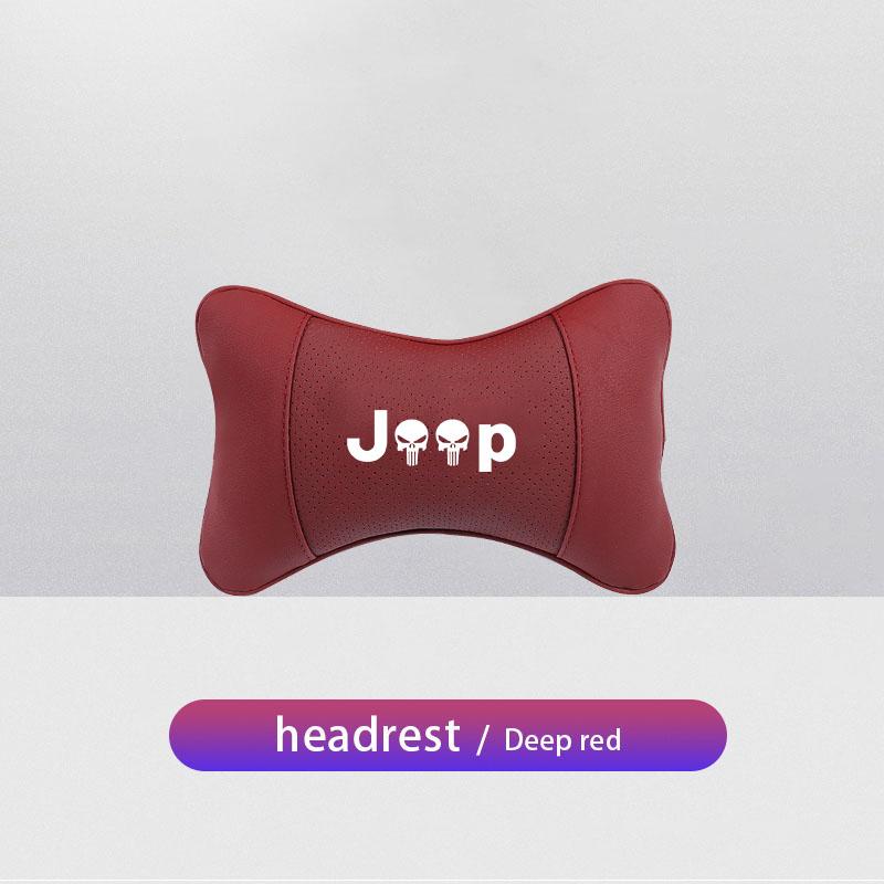 Car Seat Headrest Auto Logo Neck Pillow For Jeep Wrangler Rubicon Renegade Compass Grand Cherokee Patriot Liberty Gladiator JK