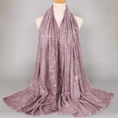 Chal de Viscosa Liso con Brillo y Puntos Brillantes de Tamaño Grande Color Sólido Plata Bufanda Envolvente Cinta para la Cabeza Hijab Musulmán Snood Echarpe Foulard Mujer